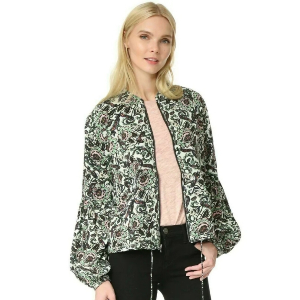 Free People RARE stunning lightweight floral crewneck jacket, size medium. - Picture 1 of 13
